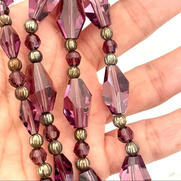 Purple Swarovski Crystal antique silver plated necklace and earrings - Picture 4 of 16